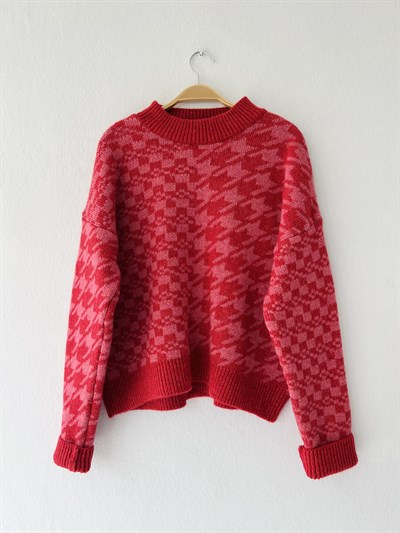 Jacquard Checkered Crowbar Thick Winter Knitwear Sweater
