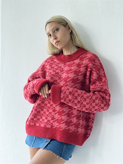 Jacquard Checkered Crowbar Thick Winter Knitwear Sweater