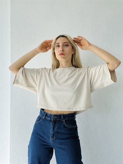 Kadın Crop Basic Tişört