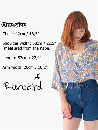 Retrobird Cotton Viscose Fabric MultiColor Patterned Mini Kimono