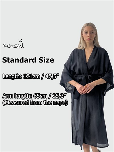 Retrobird Black Long Kimono